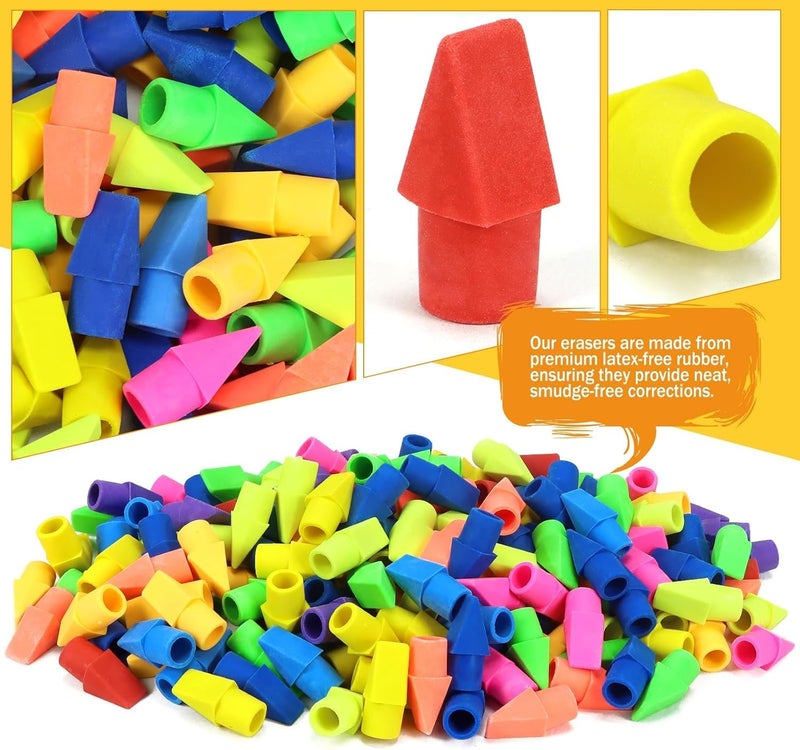 PRALB 1000PCS Pencil Top Eraser Bulk Caps for Pencils,Chisel Shape Erasers Toppers for Party Favors Games Prizes, Pencil Top Erasers Cap for Home School Classroom Office - Image 3